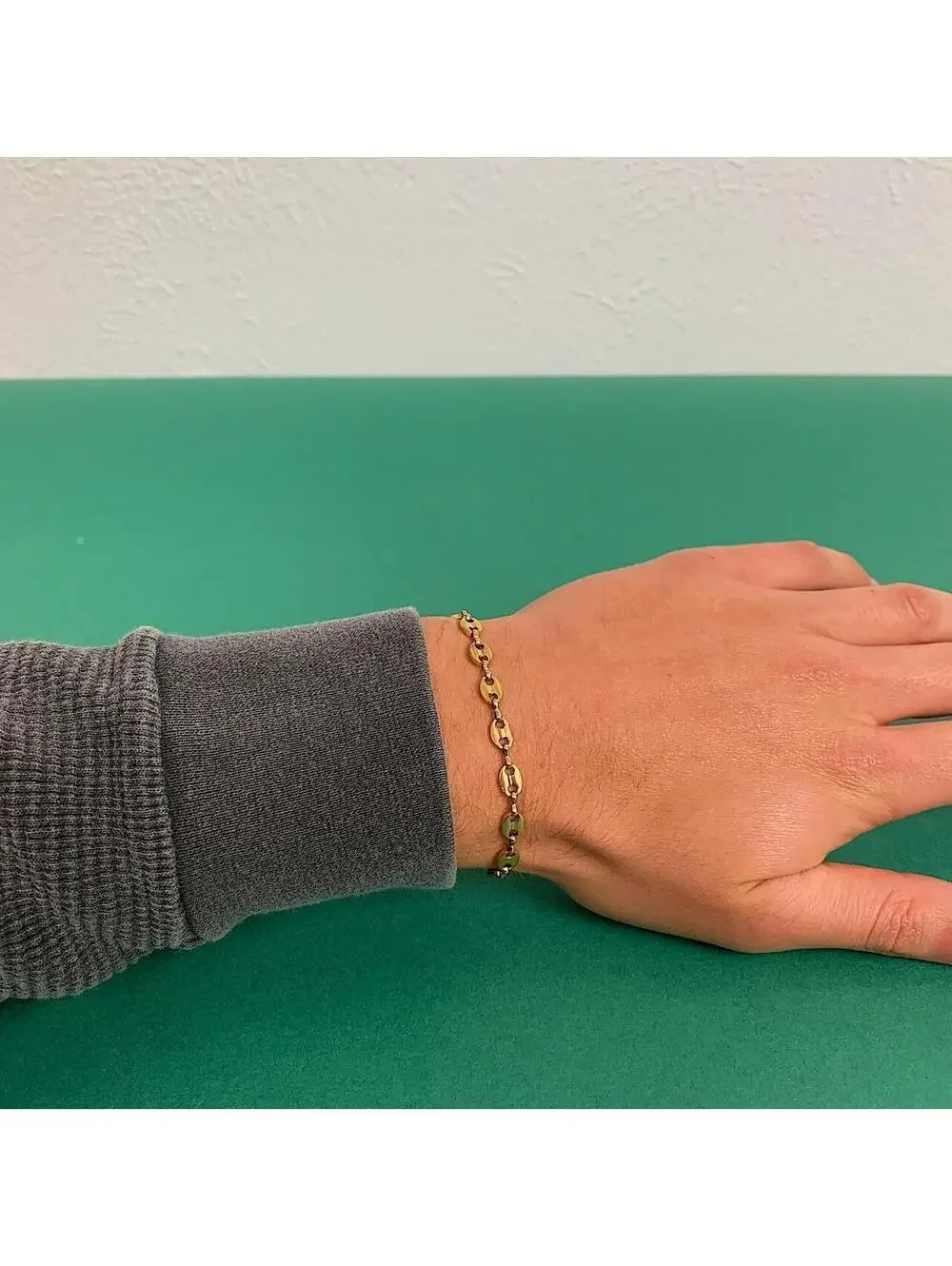 Y2k Cyber Vintage style Coffee Bean Stainless Steel Silver Bracelet. High
